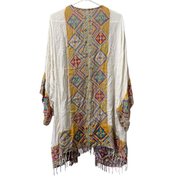 Soft Surroundings Sedona Fringe Open Kimono Cardigan Duster Size Measured Boho - Picture 2 of 9